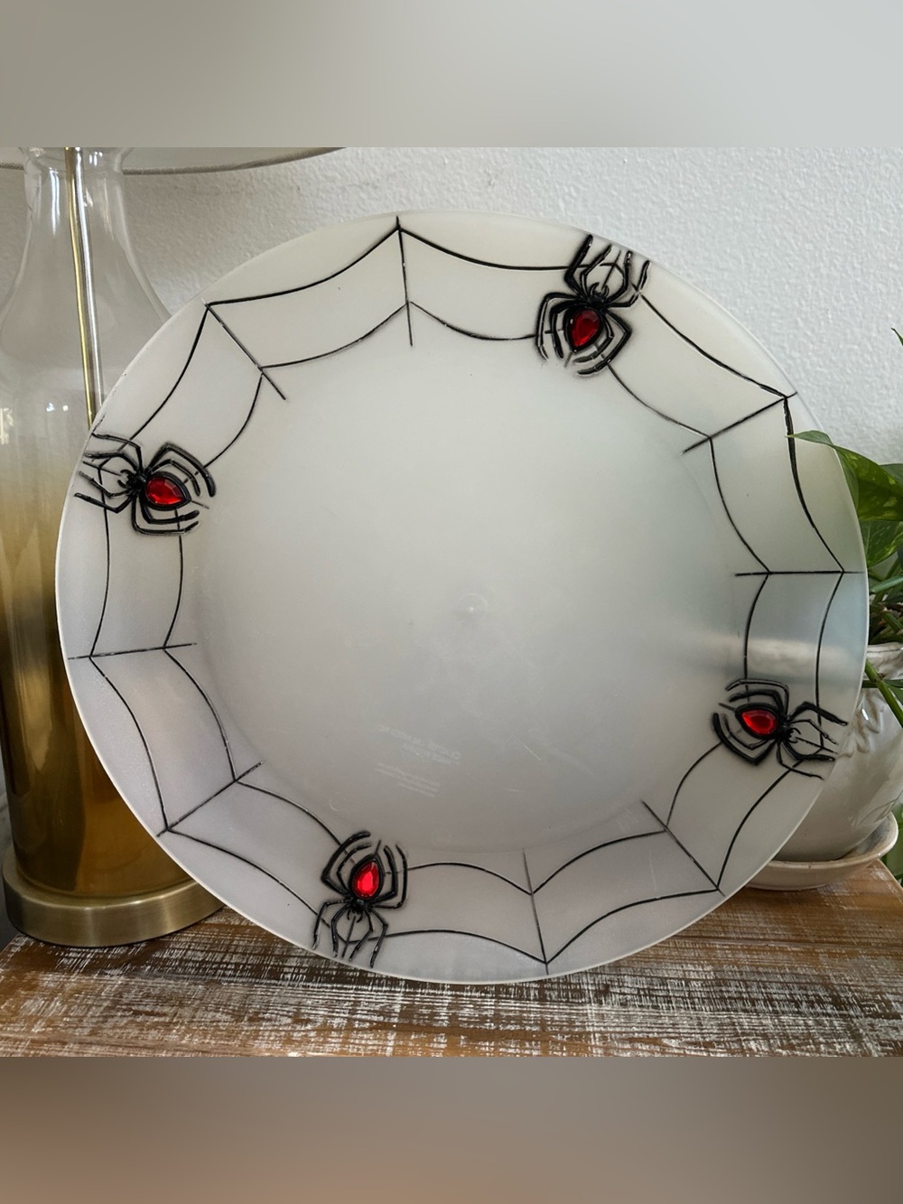 Easter Unlimited Plastic Platter Black Widow Red Spiders Webs Halloween Decor